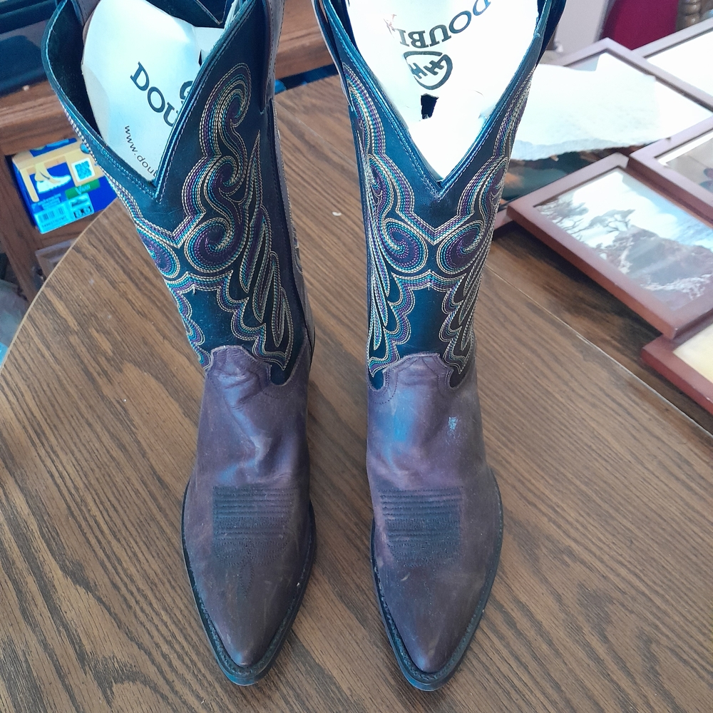 Double H Dark Brown and Navy Western Boots